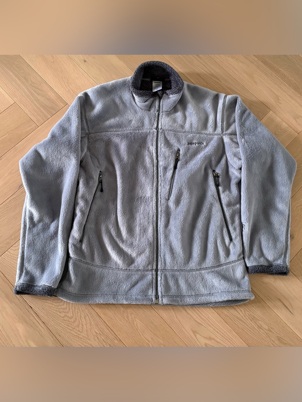 1986 Patagonia Vintage Mens R4 Regulator Polartec Fleece Jacket Gray Silver Larg